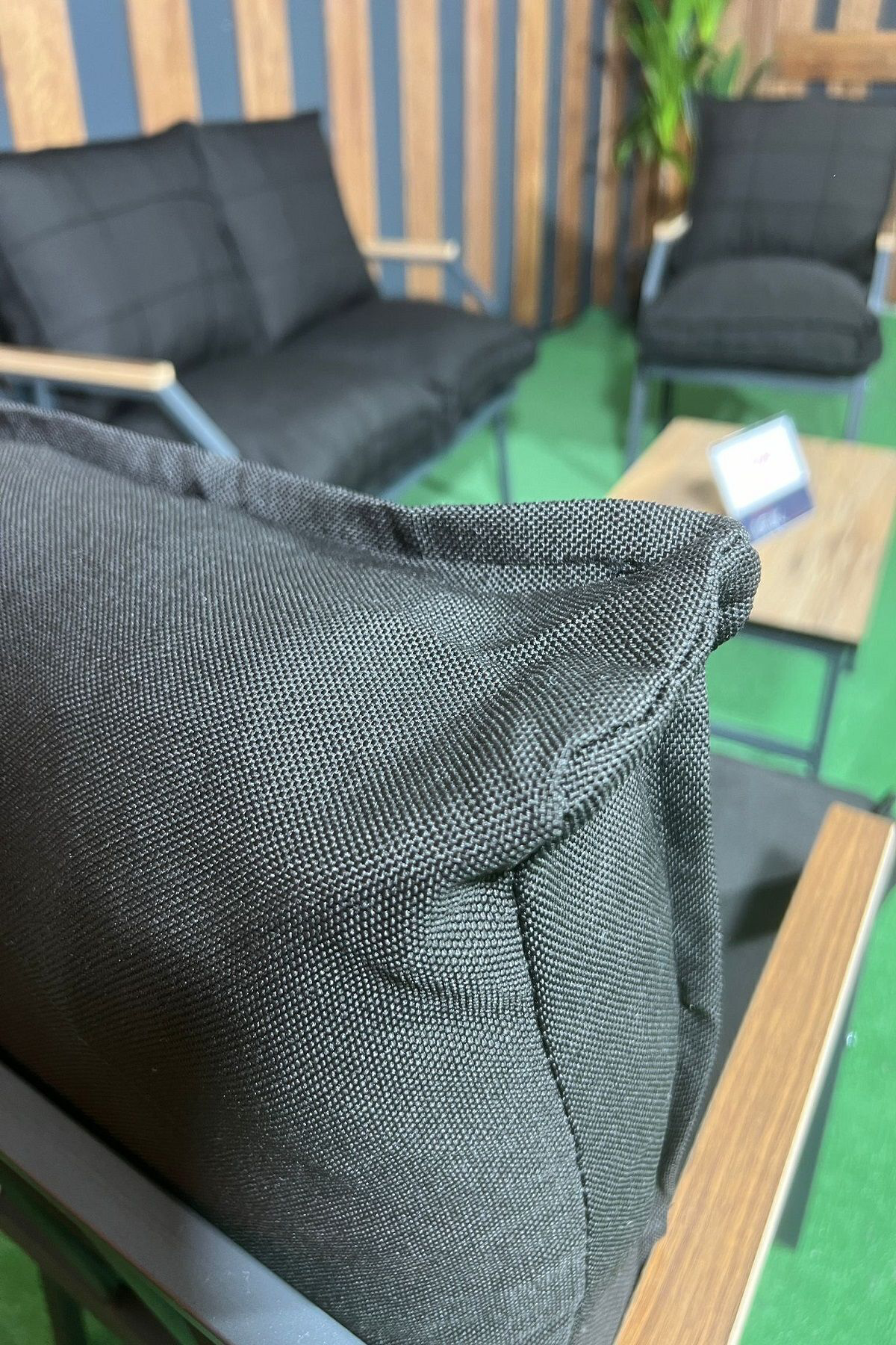 Sehpalı Gri Fermuarlı Bahçe Balkon Takımı, Cafe, Salon - Metal Ka