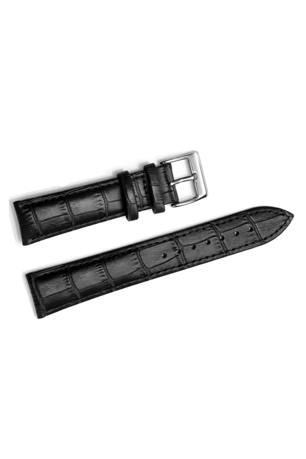 Fado Seiko Saat Uyumlu 22 Milim Croco Siyah Renk Deri
