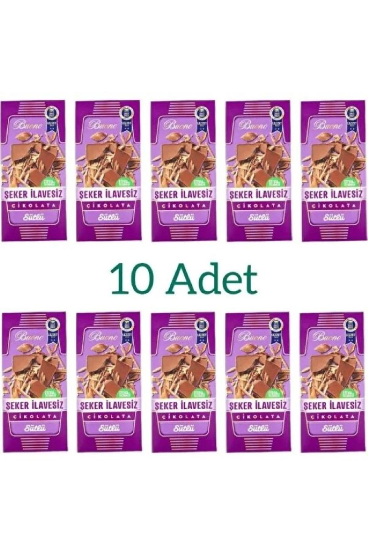 Şeker Ilavesiz Sütlü Çlkolata 100 gr 10 Lu Paket
