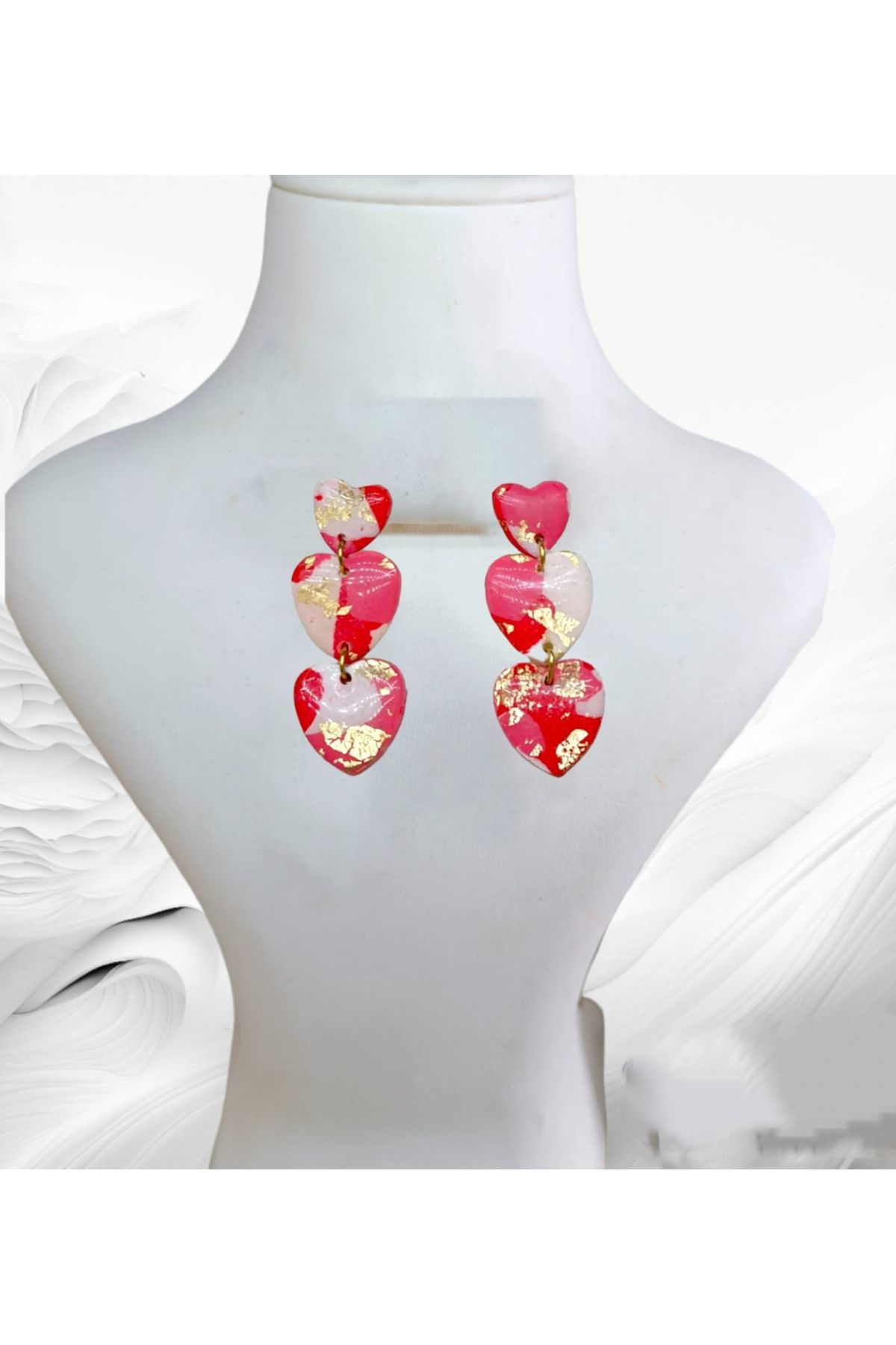 Şeker Kalpler Polimer Kil & Epoksi Tasarım Küpe