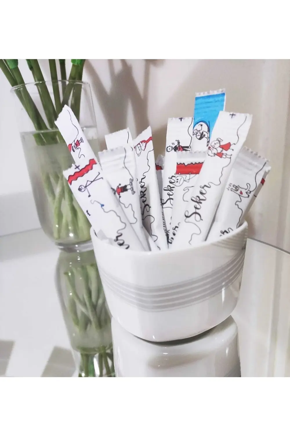 Şeker Karikatür Beyaz Stick Toz Şeker 250 Adet X 4gr.