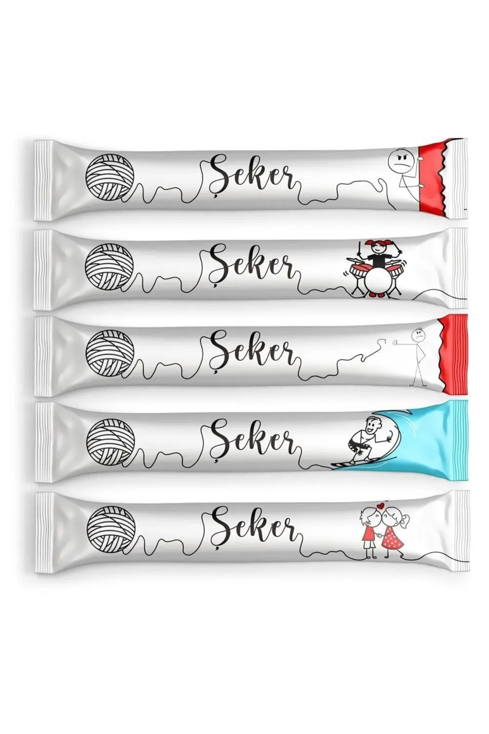 Şeker Karikatür Beyaz Stick Toz Şeker 250 Adet X 4gr.