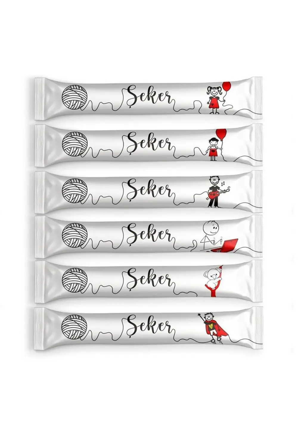 Şeker Karikatür Beyaz Stick Toz Şeker 500 Adet X 4gr.