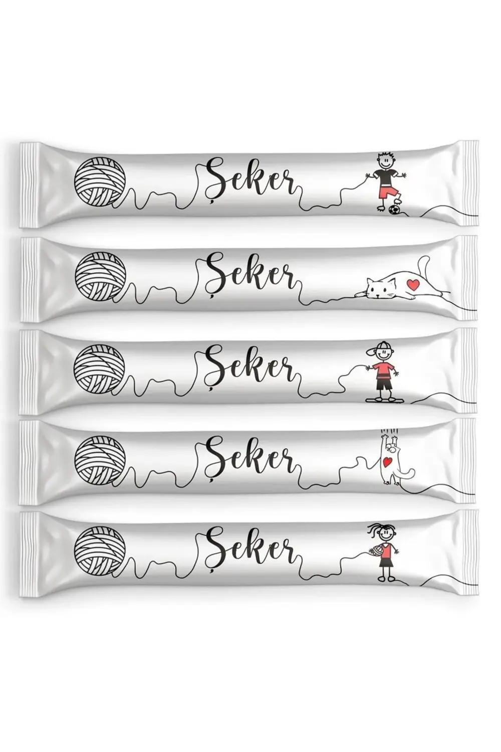 Şeker Karikatür Beyaz Stick Toz Şeker 500 Adet X 4gr.