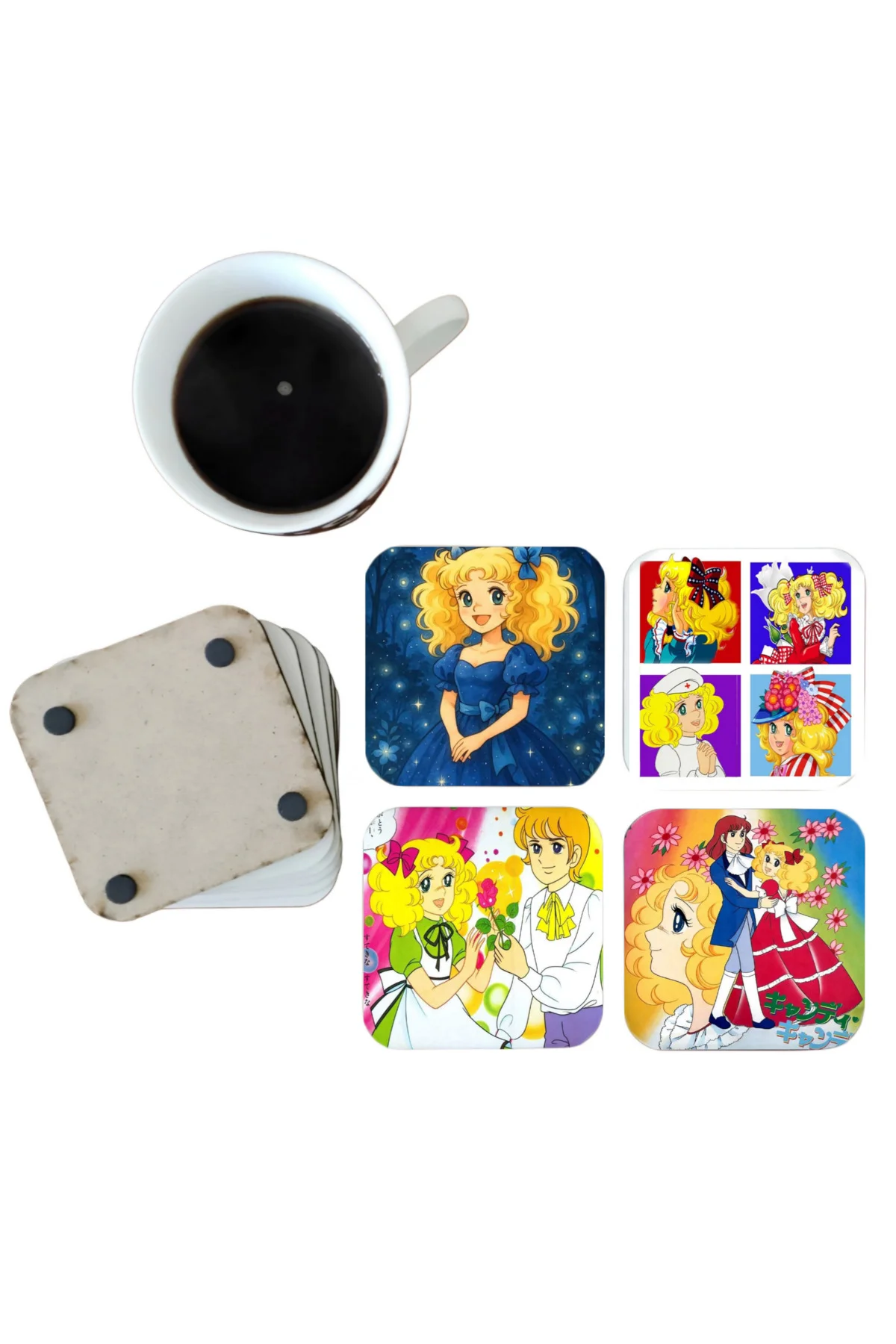 Şeker Kız Candy Dekoratif Ahşap Bardak Altlığı Seti 068