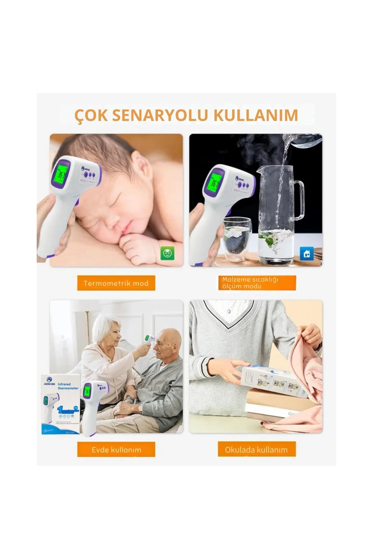 Şeker Ofisi Dijital Temassız Ateş Ölçer Termometre Tabanca Model 