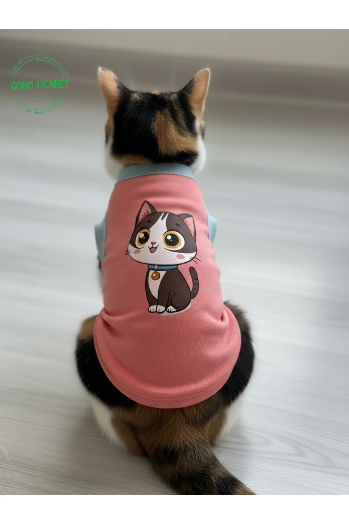Şeker Pembe Renkli Kedi ve Köpek Kıyafeti Elbisesi Siyah Kedi Bas