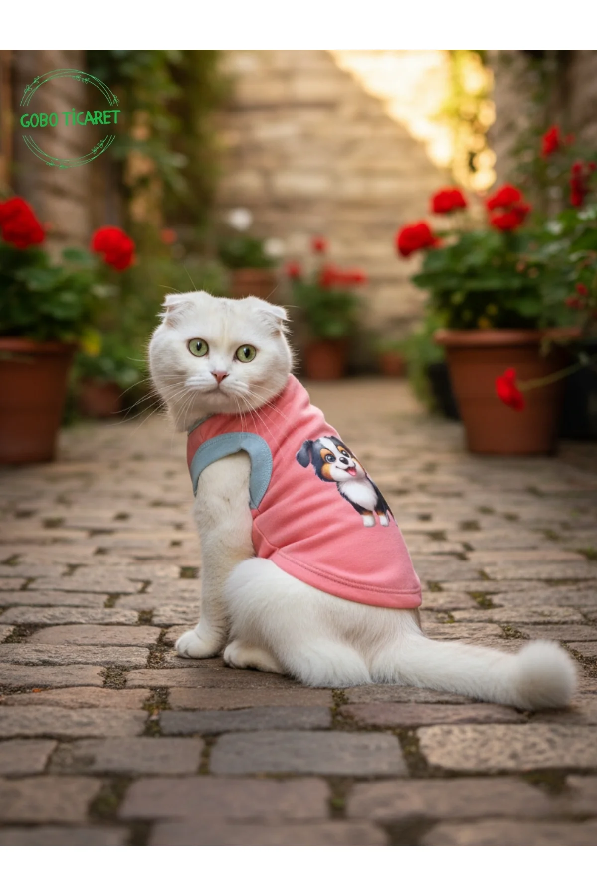 Şeker Pembe Renkli Kedi ve Köpek Kıyafeti Elbisesi Siyah Köpek Ba