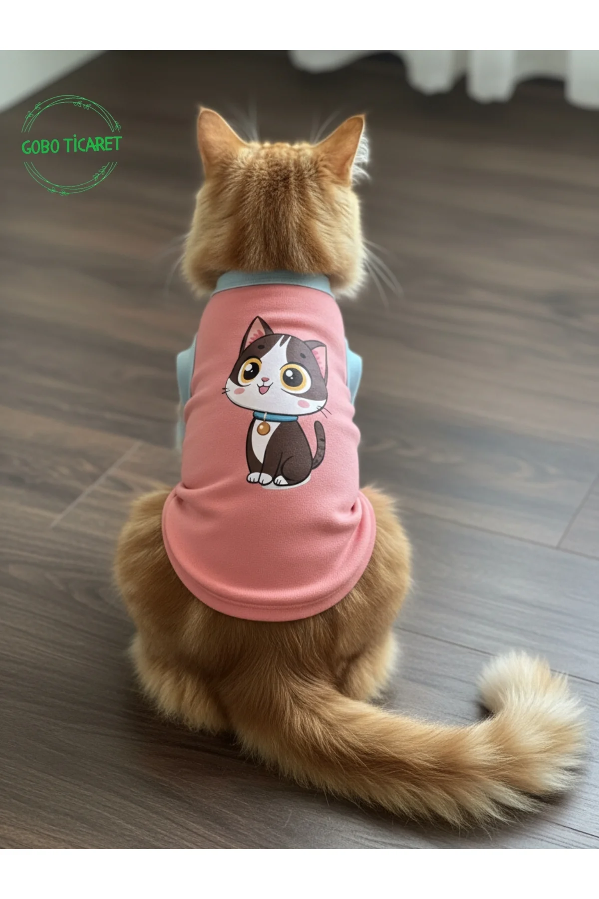 Şeker Pembe Renkli Kedi ve Köpek Kıyafeti Elbisesi Siyah Kedi Bas