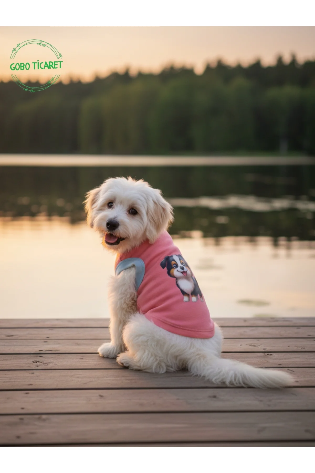Şeker Pembe Renkli Kedi ve Köpek Kıyafeti Elbisesi Siyah Köpek Ba