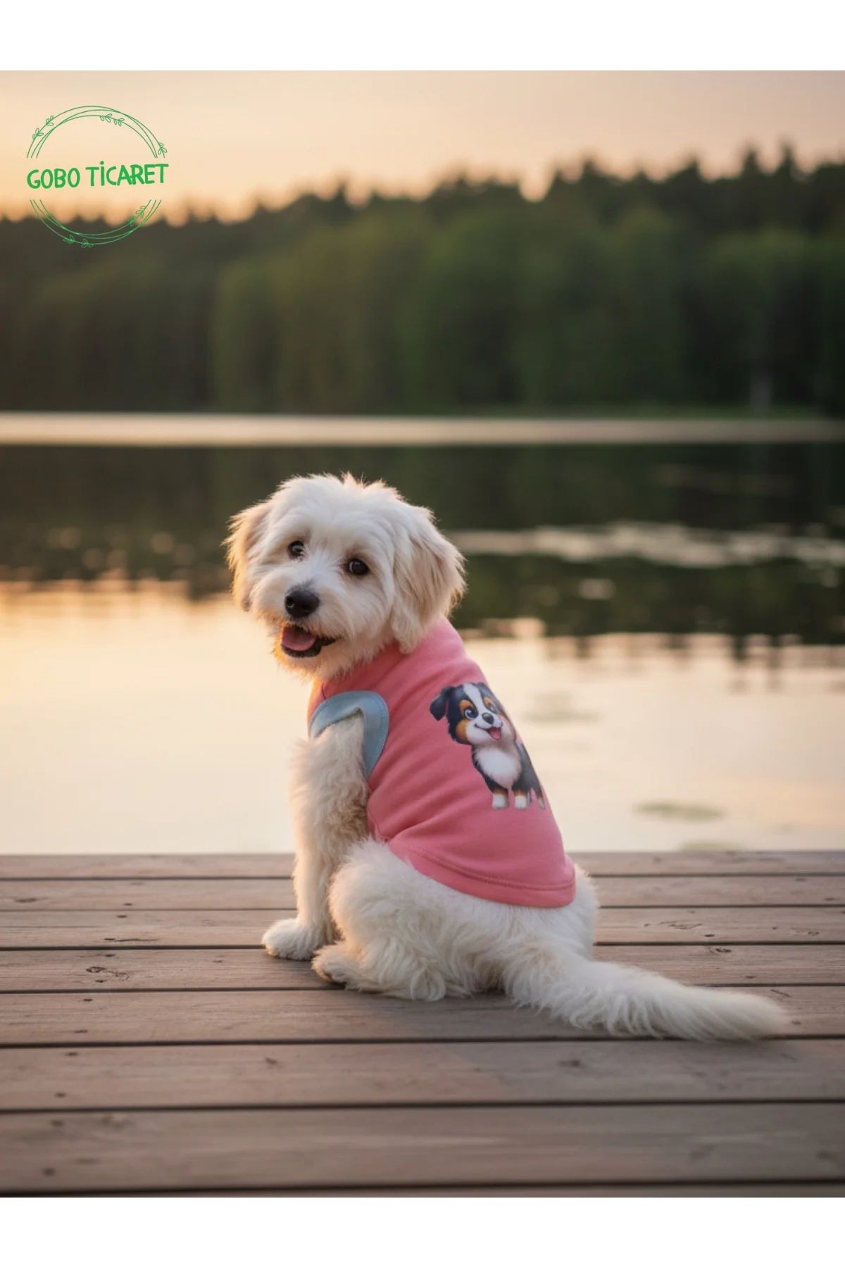 Şeker Pembe Renkli Kedi ve Köpek Kıyafeti Elbisesi Siyah Köpek Ba