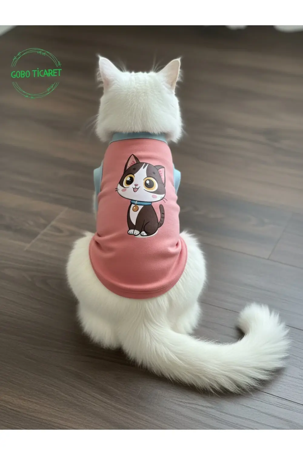 Şeker Pembe Renkli Kedi ve Köpek Kıyafeti Elbisesi Siyah Kedi Bas