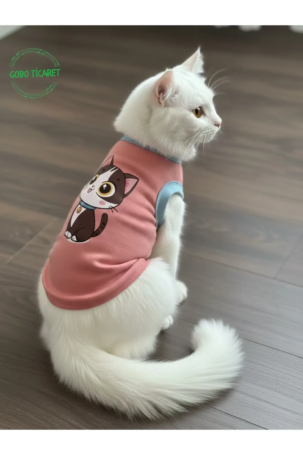 Şeker Pembe Renkli Kedi ve Köpek Kıyafeti Elbisesi Siyah Kedi Bas