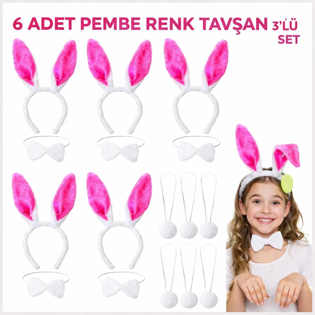 Şeker Pembesi Tşan Sahne Seti 6&amp;#39;lı Set Taç Papyon Kuyruk Fiyatı, Yorumları ve Özellikleri
