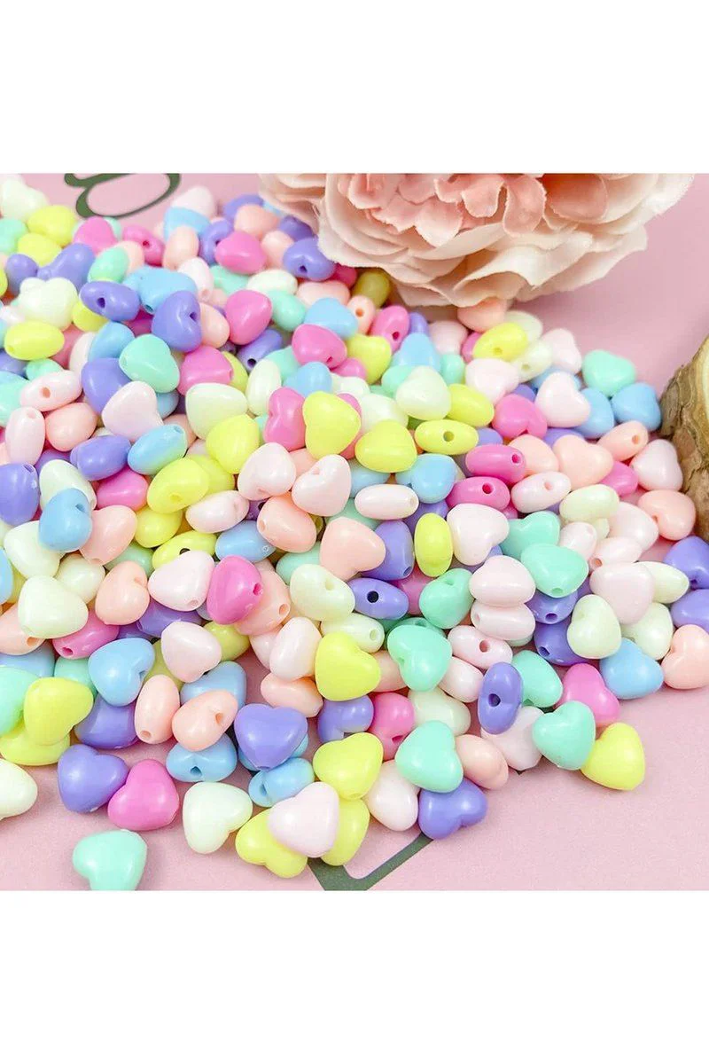 Şeker Rengi Akrilik Kalp Boncuklar - 100gr (500 Adet) Pastel Karışık Ara Boncuk Fiyatı, Yorumları ve Özellikleri