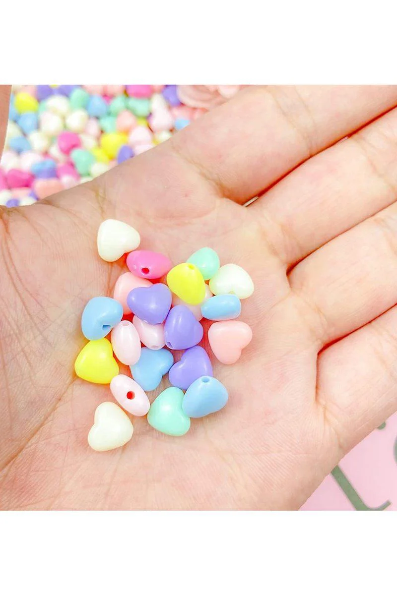 Şeker Rengi Akrilik Kalp Boncuk - 100 Adet Pastel Renkli El Yapımı Takı Boncukları Fiyatı, Yorumları ve Özellikleri