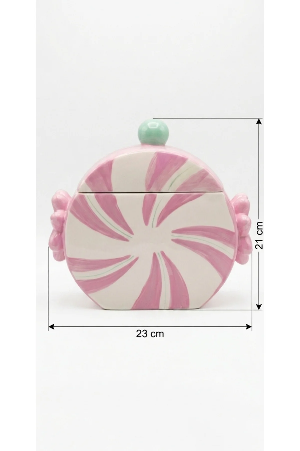 Şeker Şekilli Pembe El Boyama Seramik Kavanoz
