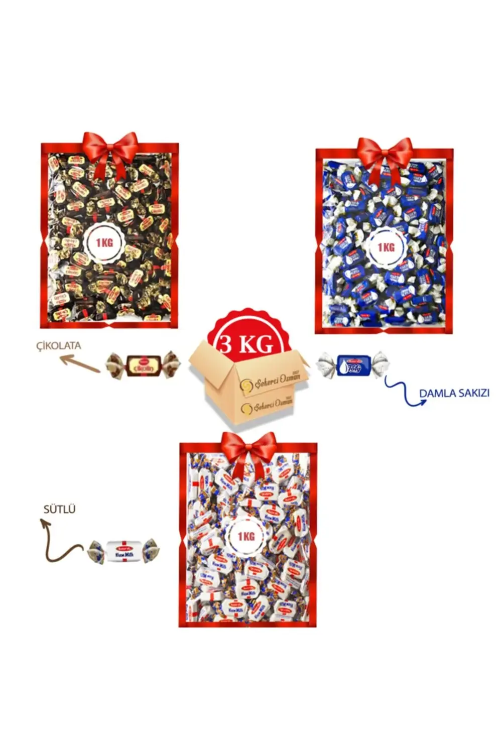 Şekeri Avantajlı Paket 3 X 1 Kg Avantaj Kolisi ( Çikolin, Damla S
