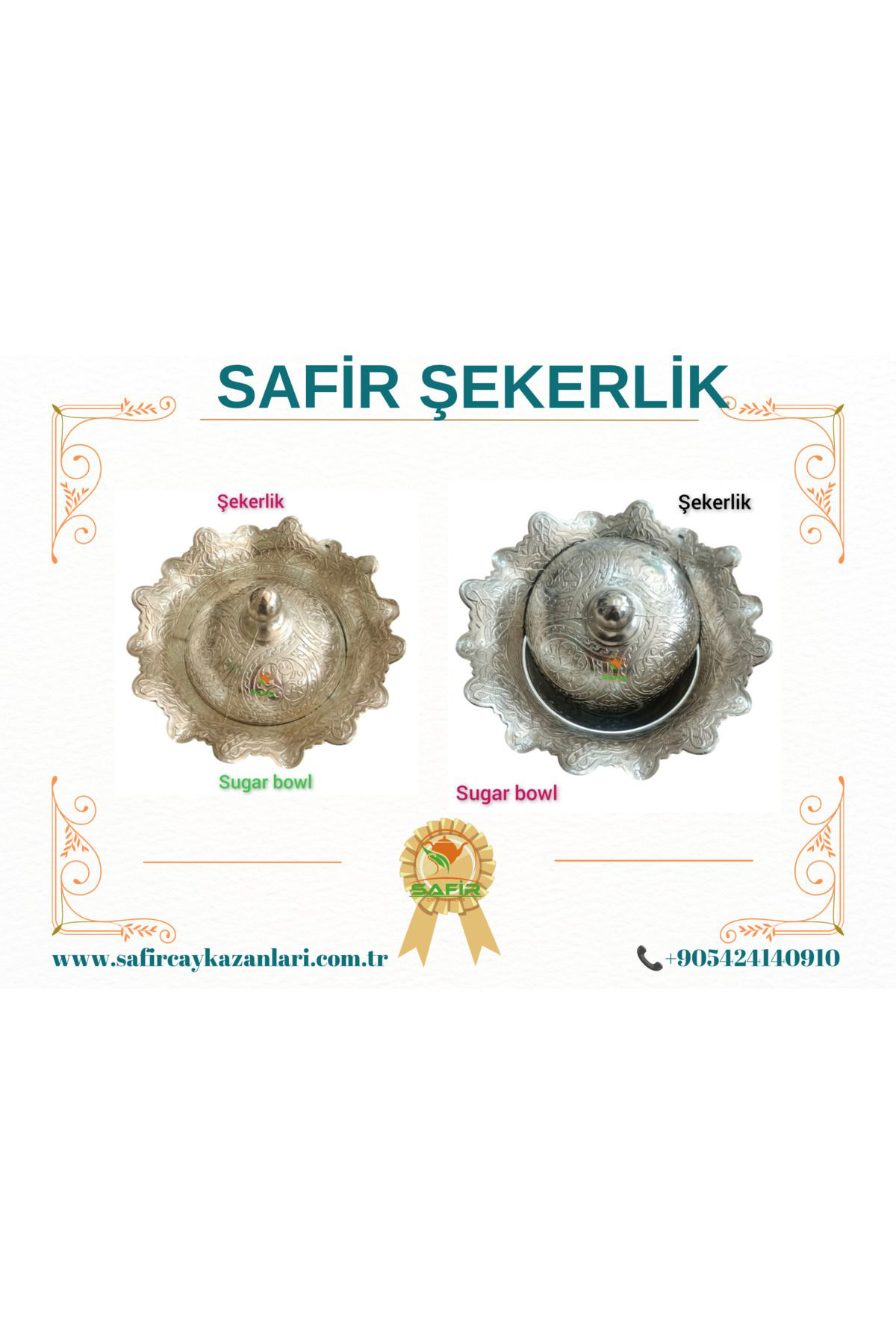 Safir Şekerlik Özel Döküm El İşlemesi Şekerlik Şekerdanlık