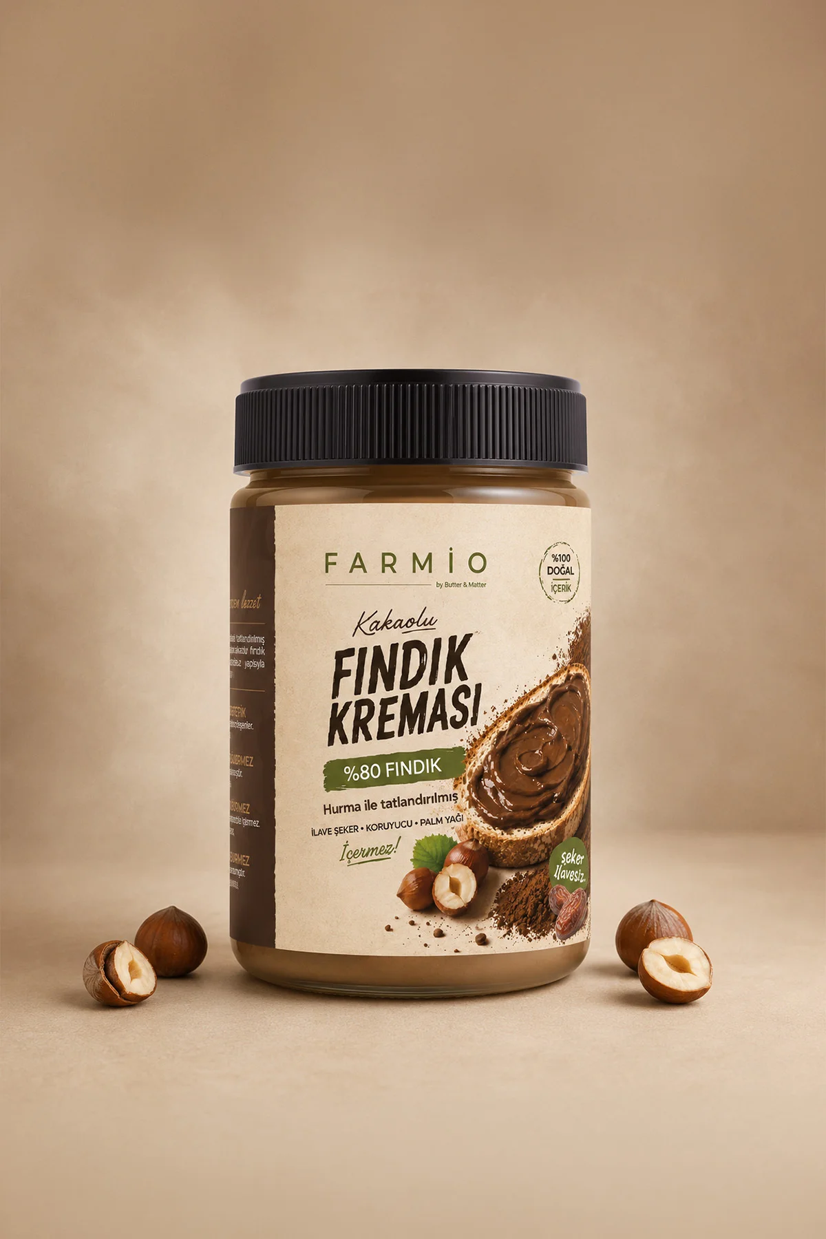 Şekersiz Kakaolu Fındık Kreması %80 Fındık - 320 gr - Hurma ile Tatlandırılmıştır Fiyatı, Yorumları ve Özellikleri