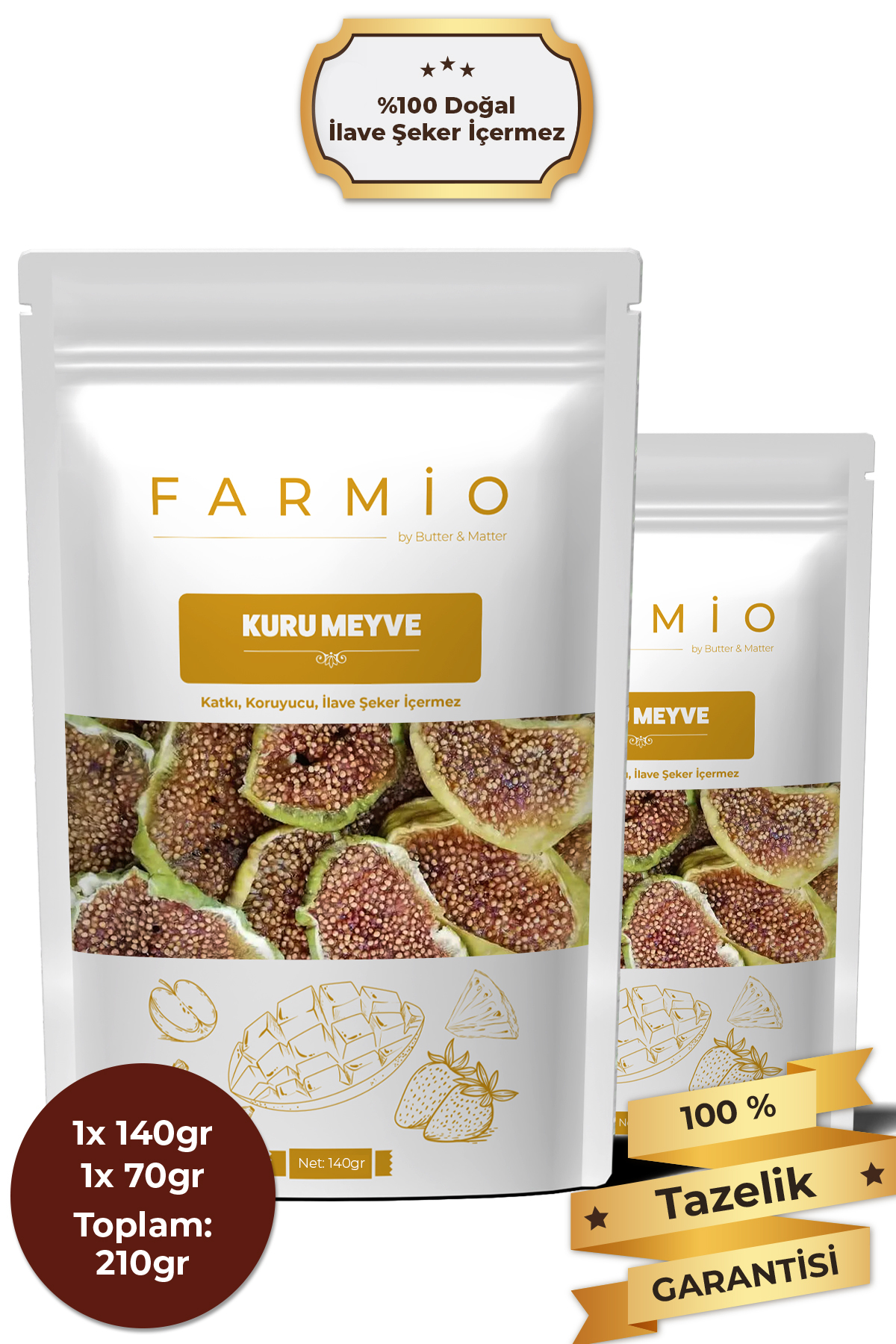 Şekersiz Kurutulmuş İncir – 210gr – Doğal ve Katkısız