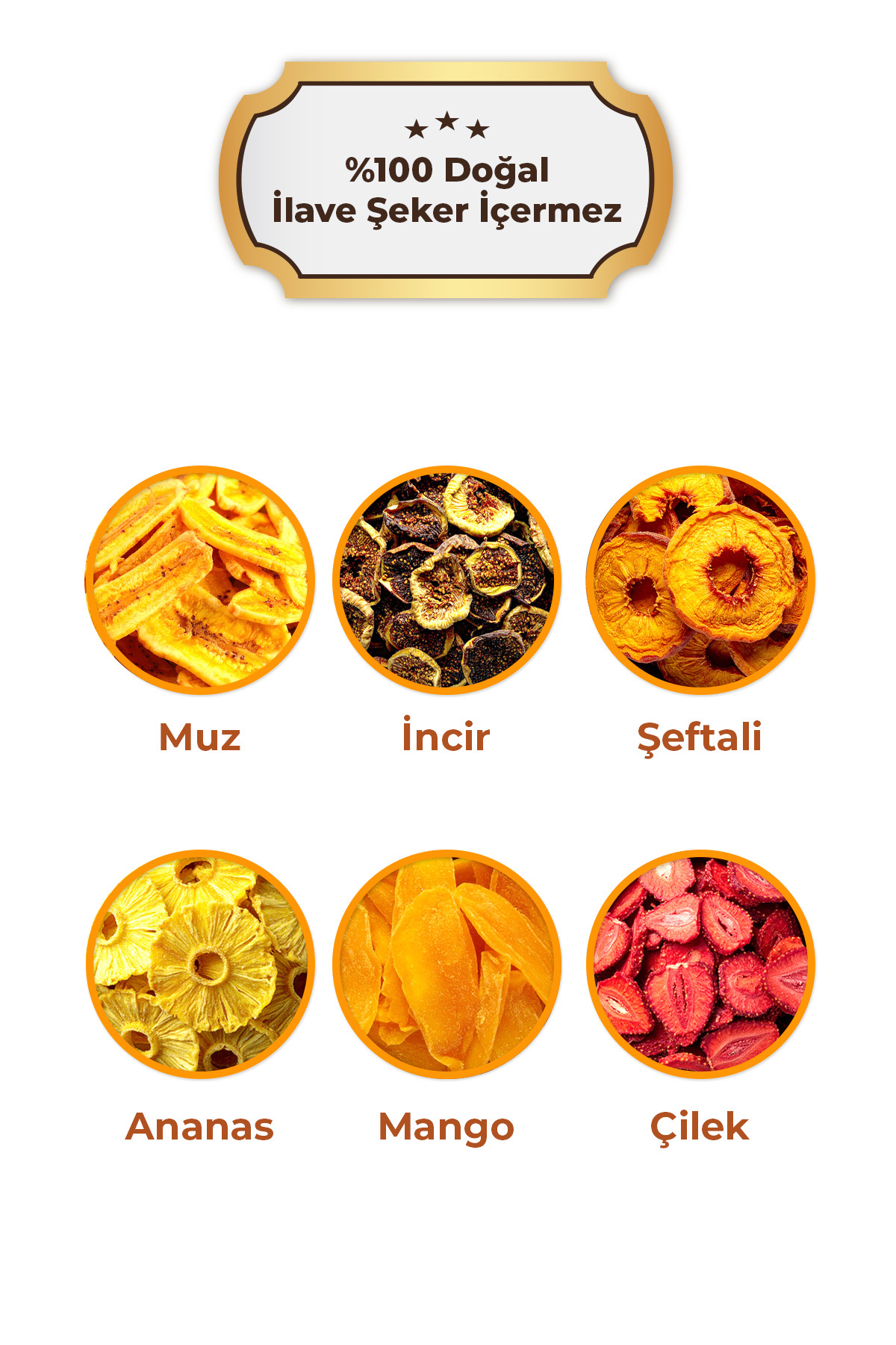 Şekersiz Kurutulmuş Karışık Kuru Meyve – 6 x 70gr (420gr) – Doğal