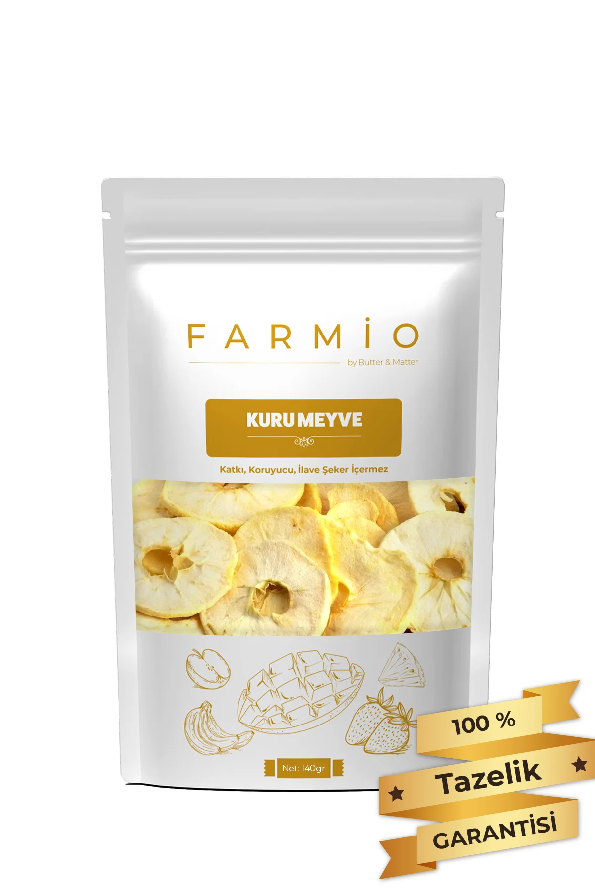 Şekersiz Kurutulmuş Elma – 140gr – Doğal ve Katkısız