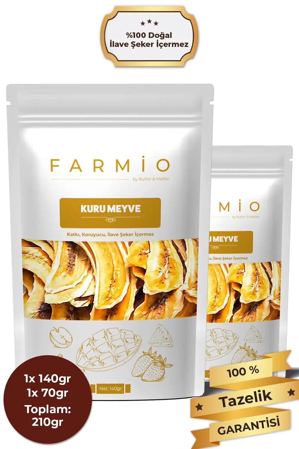 Şekersiz Kurutulmuş Muz – 210gr – Doğal ve Katkısız