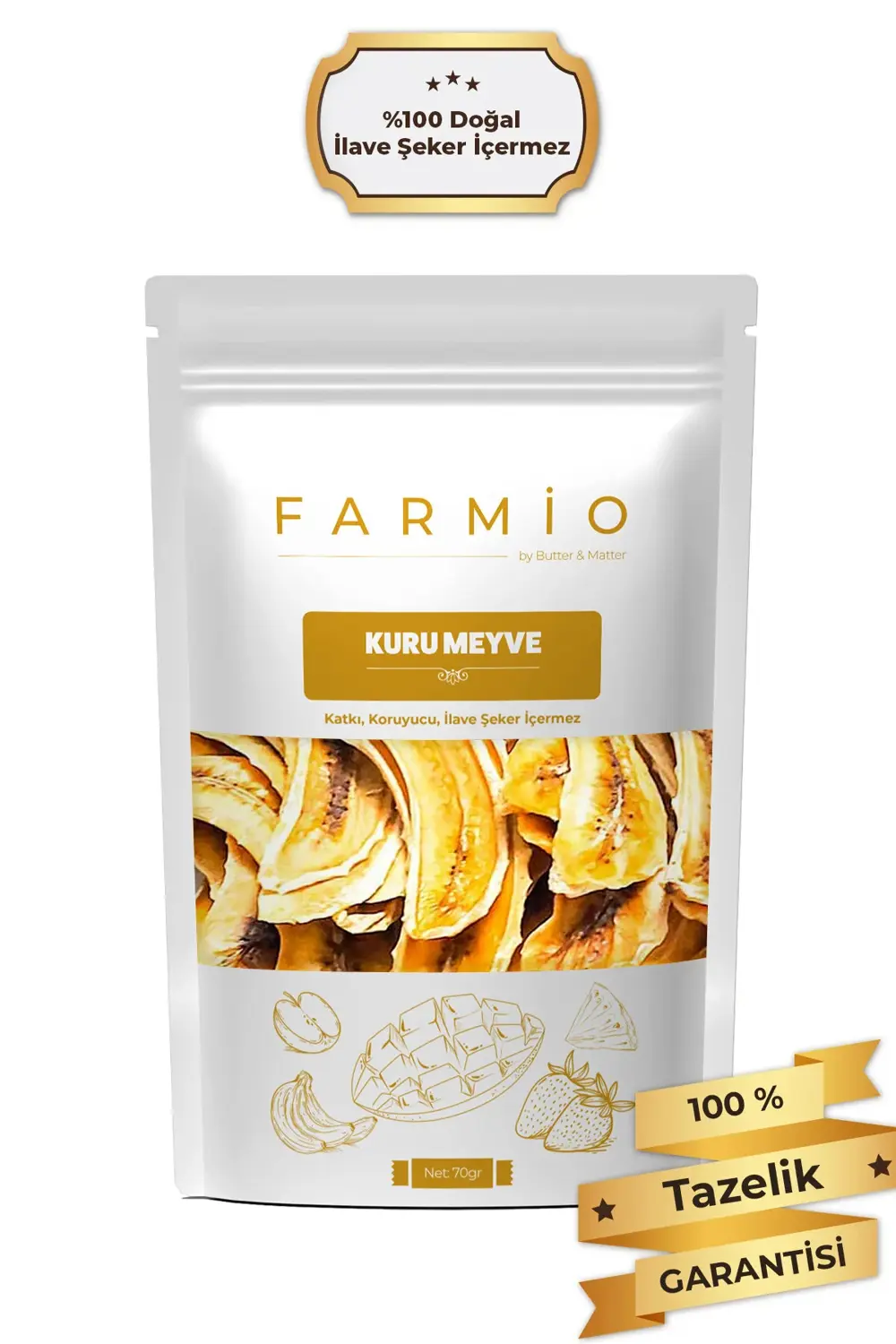 Şekersiz Kurutulmuş Muz – 70gr – Doğal ve Katkısız