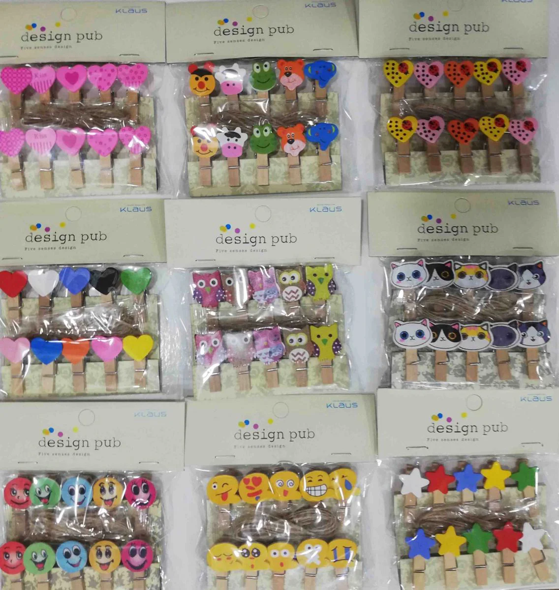 Şekilli Ahşap Mandallar 10'lu Set - 3.5cm Fotoğraf Askısı