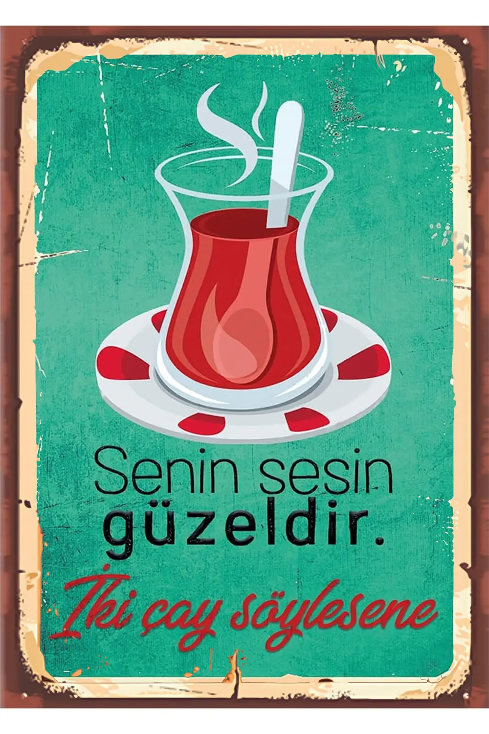 Sekiz ( 8 ) Parça Çay Set Ahşap Poster