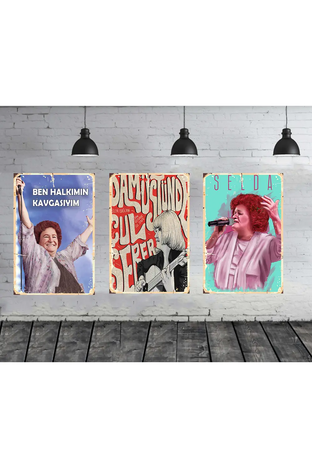 Selda Bağcan Ben Halkımın Kavgasıyım Seti 3 Adet 20x30 Cm Retro A