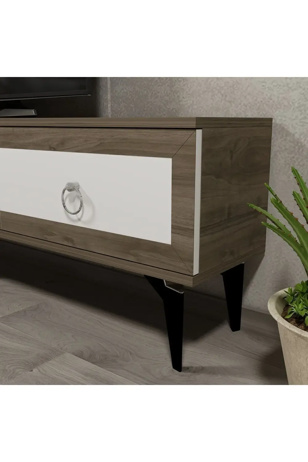 Selen Tv Sehpası (ALT MODÜL) Ceviz-beyaz