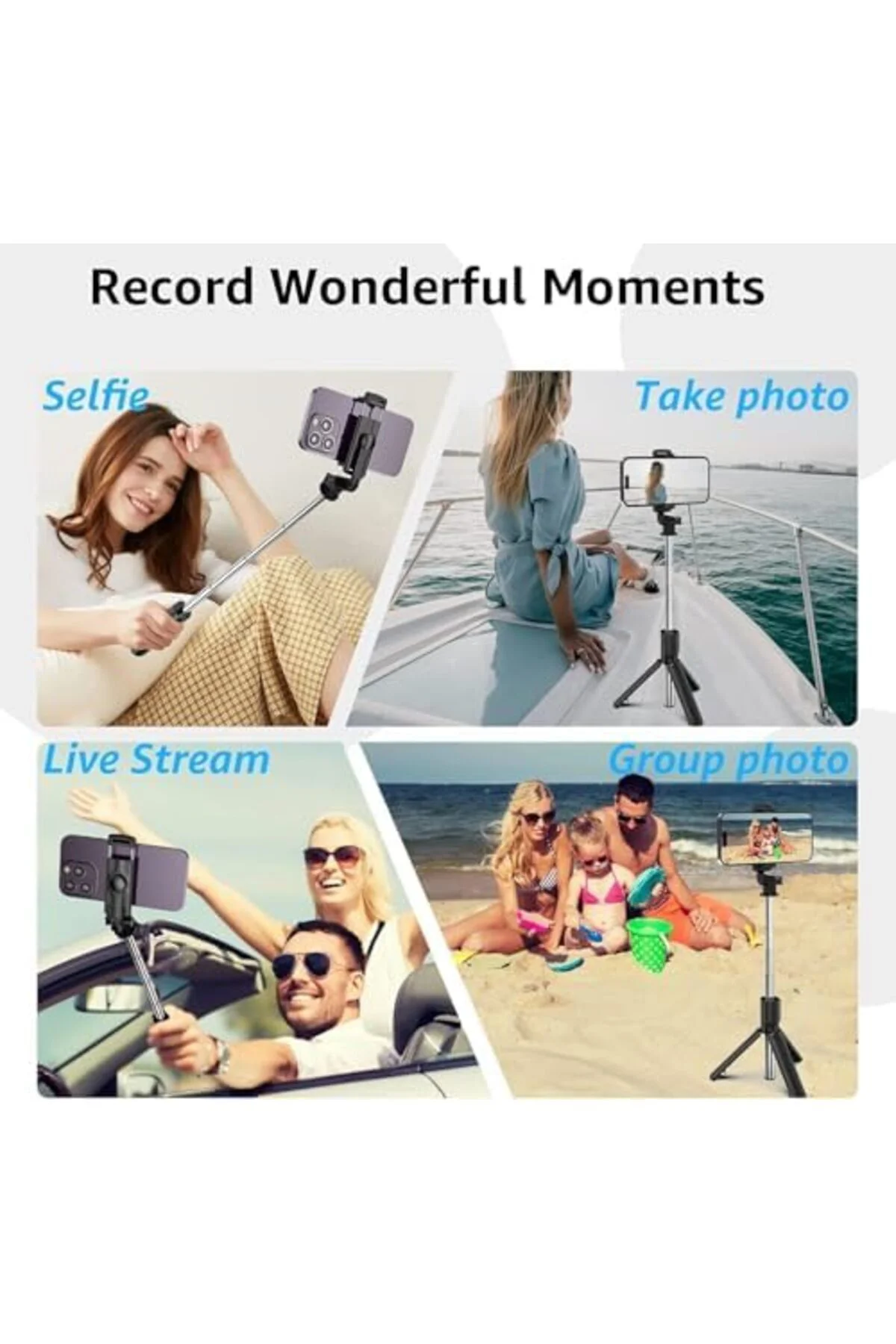 Selfie Çubuğu – 3’ü 1 Arada Bluetooth Uzaktan Kumandalı Telefon T