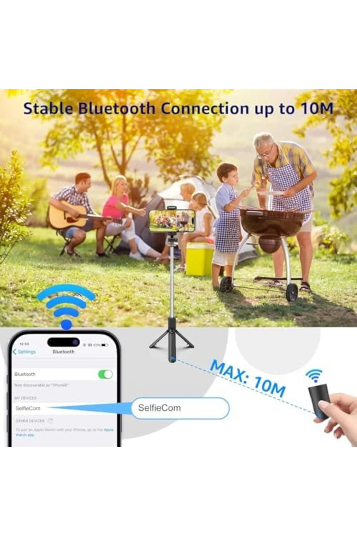 Selfie Çubuğu – 3’ü 1 Arada Bluetooth Uzaktan Kumandalı Telefon T