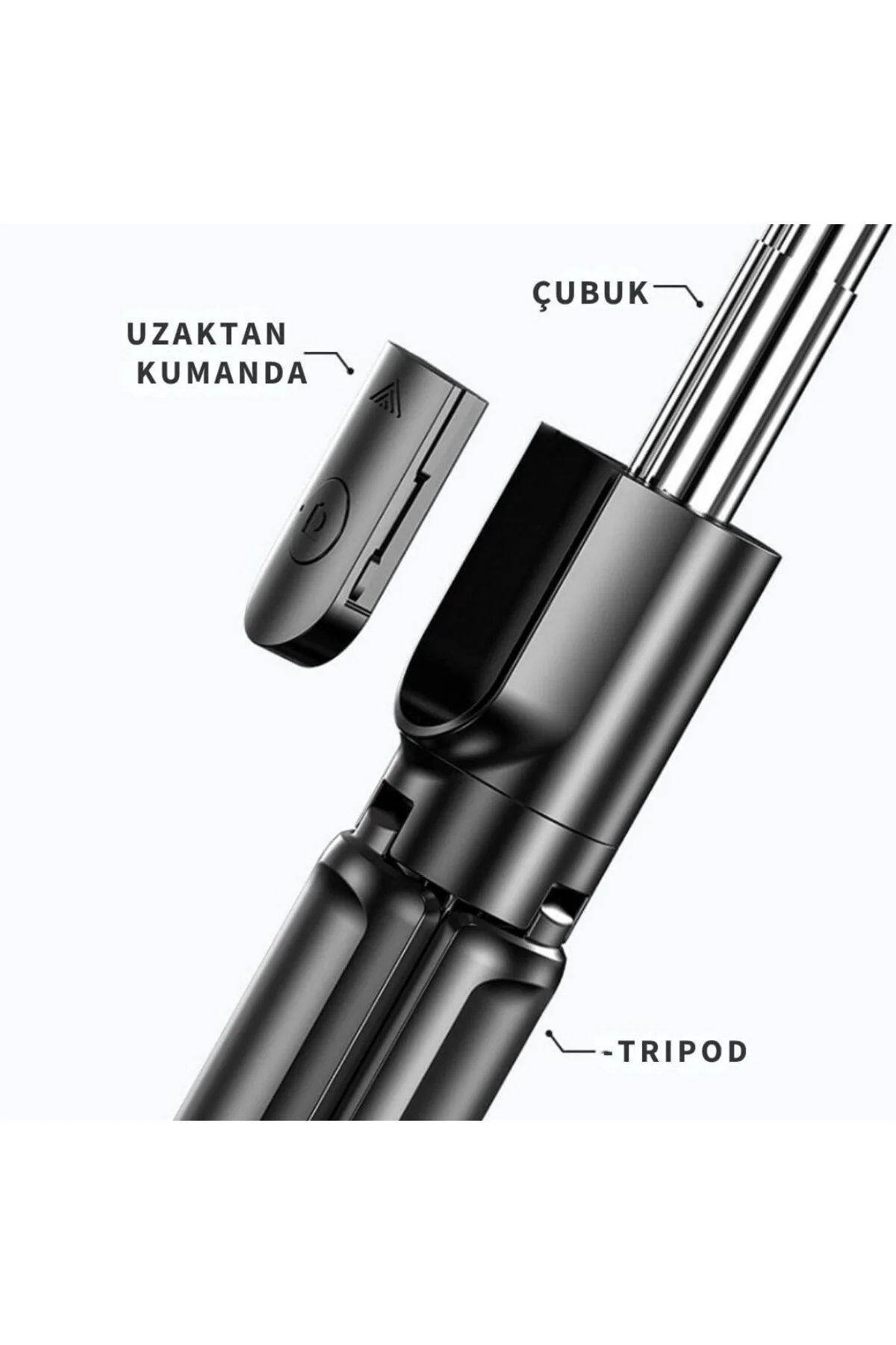 Selfie Çubuğu Tripod – 3’ü 1 Arada Bluetooth Uzaktan Kumandalı Te Selfie Çubuğu Tripod – 3’ü 1 Arada Bluetooth Uzaktan Kumandalı Te