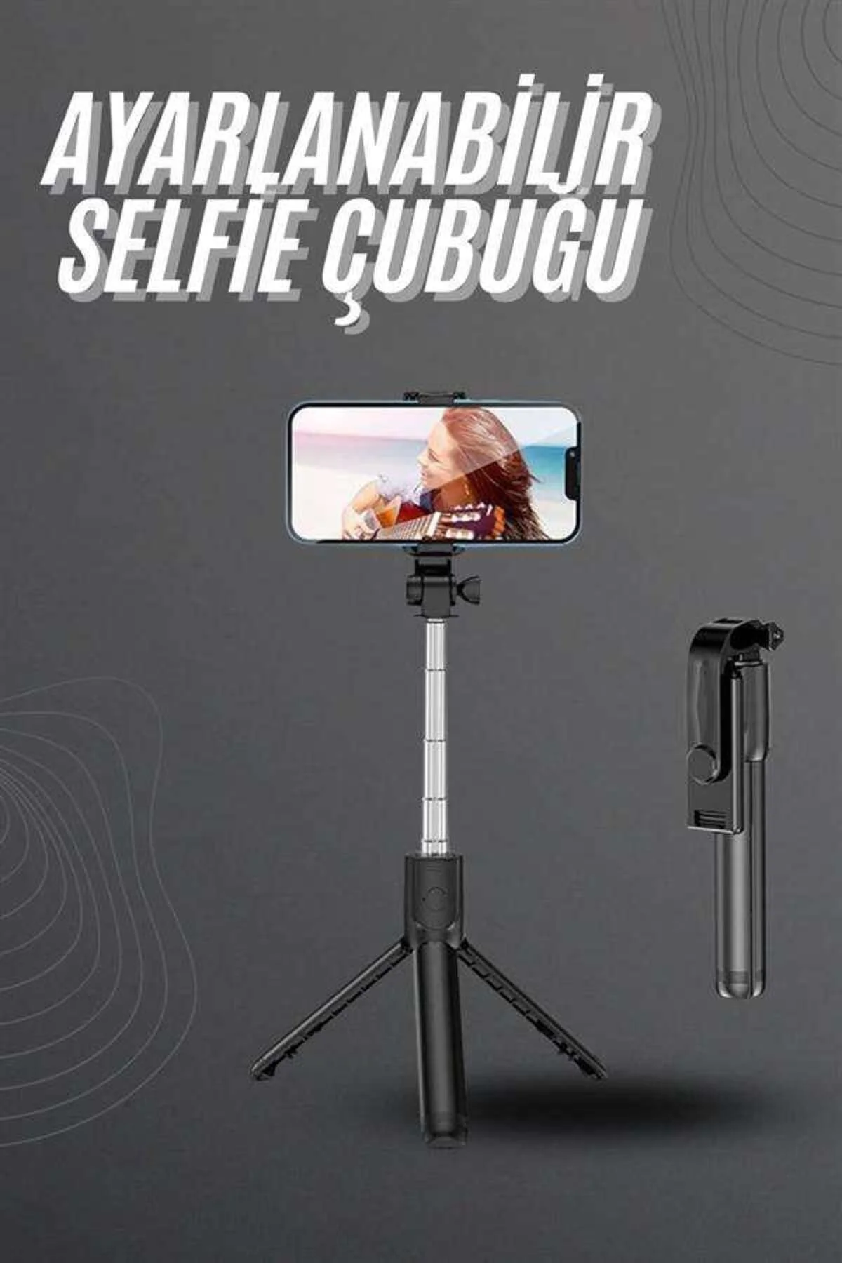 Selfie Çubuğu Tripod Bluetooth Kumandalı Selfie Çubuğu Telefon Tutucu - Görsel 2