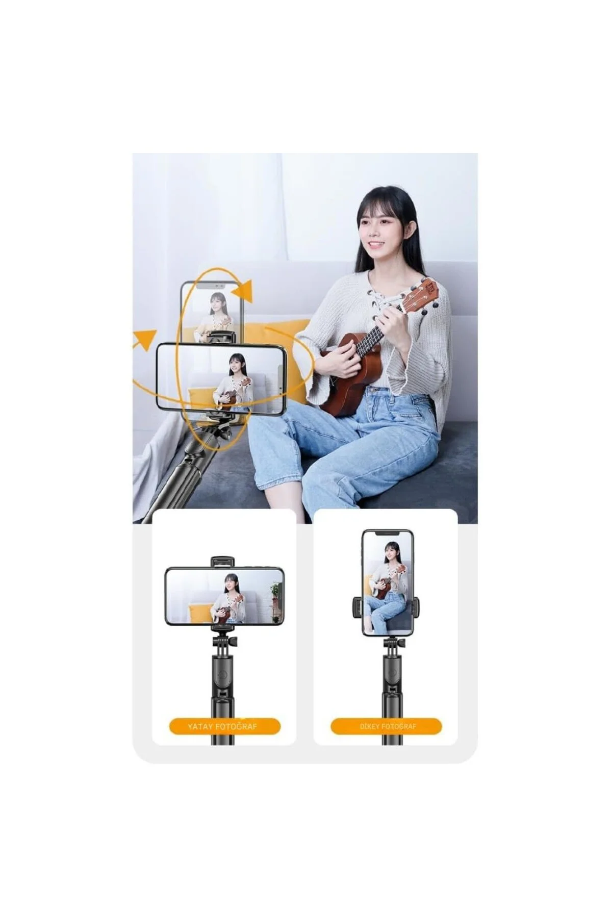 Selfie Çubuğu Tripod – 3’ü 1 Arada Bluetooth Uzaktan Kumandalı Te Selfie Çubuğu Tripod – 3’ü 1 Arada Bluetooth Uzaktan Kumandalı Te