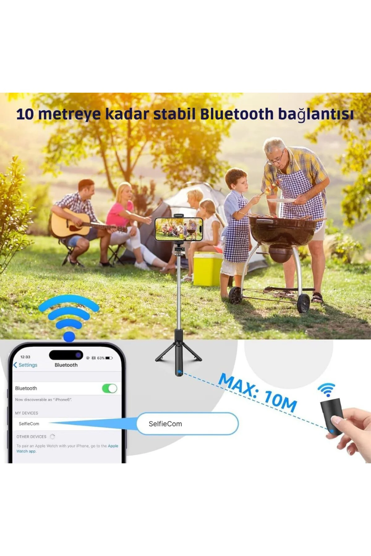 Selfie Çubuğu Tripod – 3’ü 1 Arada Bluetooth Uzaktan Kumandalı Te Selfie Çubuğu Tripod – 3’ü 1 Arada Bluetooth Uzaktan Kumandalı Te