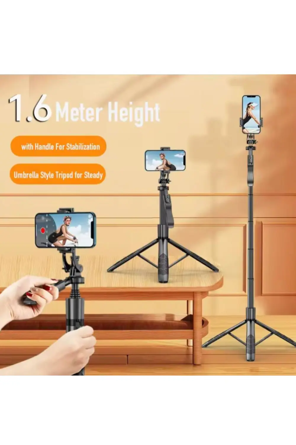 Selfie Stick 360 Derece Bluetooth Kumandalı Selfie Çubuğu Tripod 