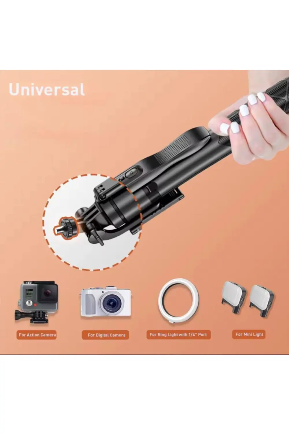 Selfie Stick 360 Derece Bluetooth Kumandalı Selfie Çubuğu Tripod 