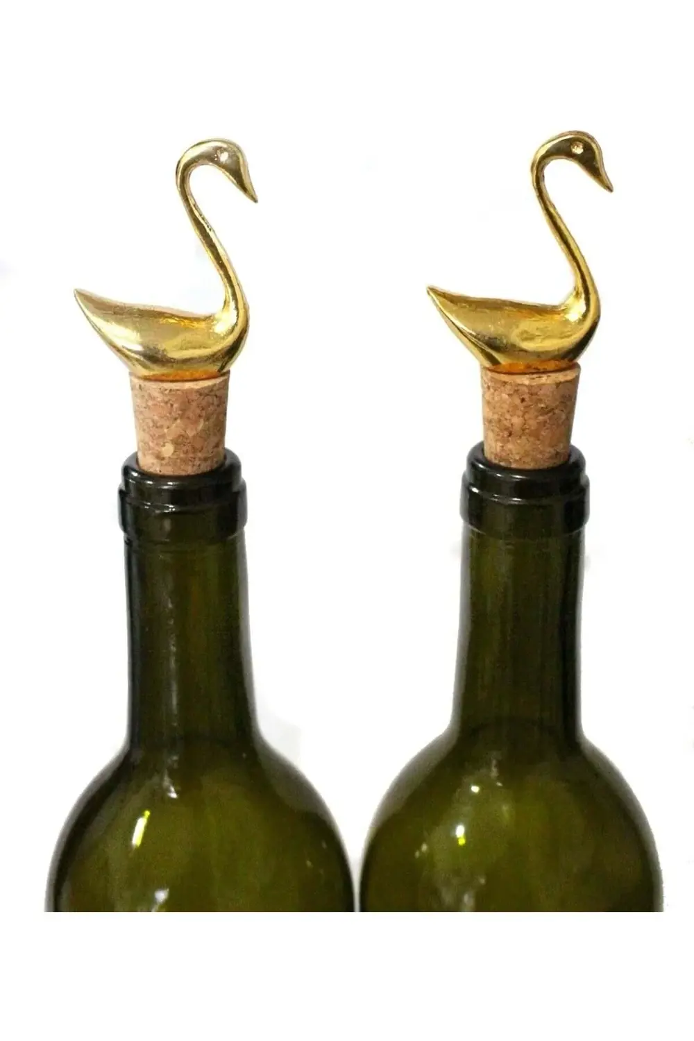 sellbuyst Altın Kuğu Figürlü 2 Adet Mantar Tıpa - Şarap Yağdanlık