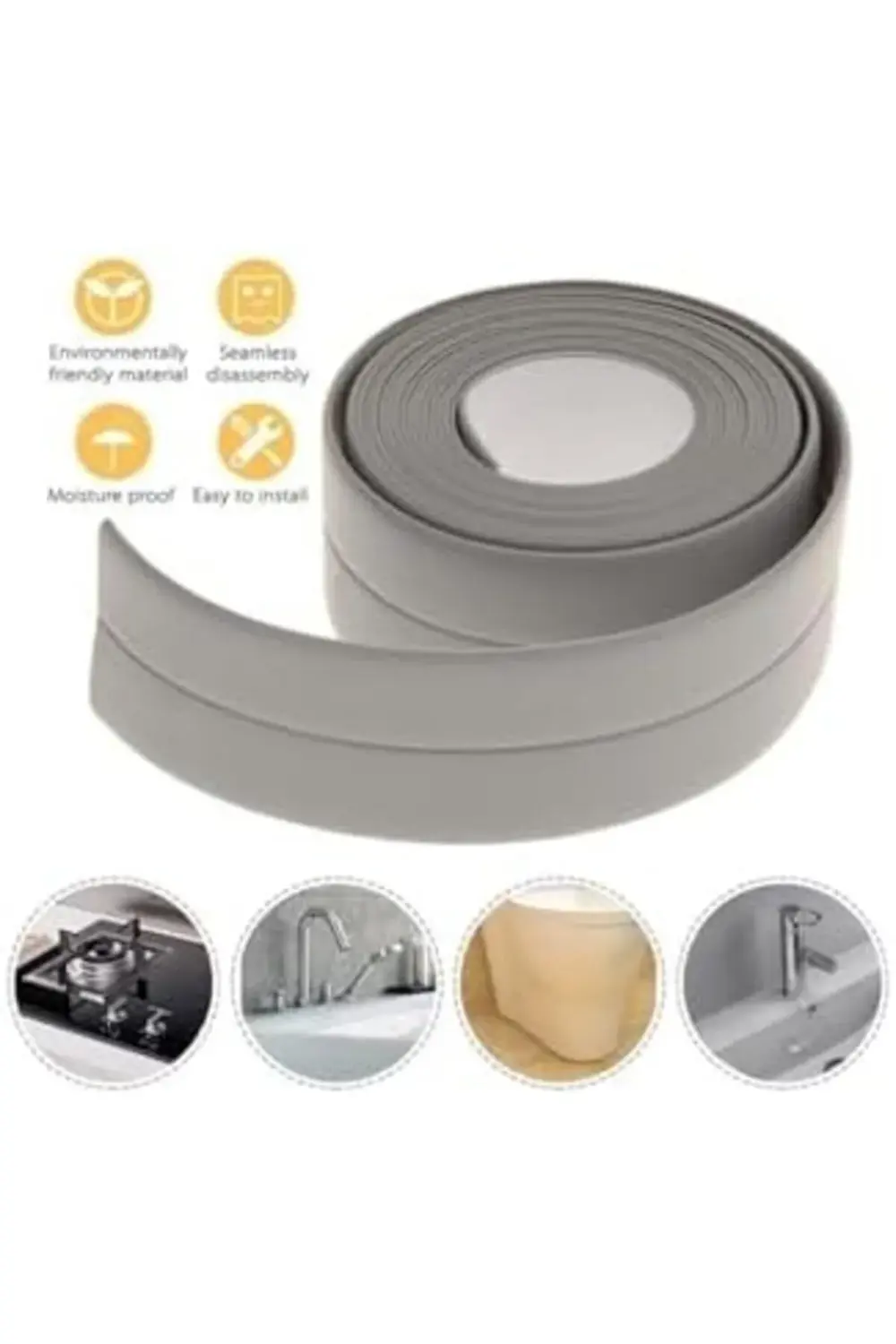 sellbuyst Gri Duş Pvc Lavabo Küvet Tezgah Kenar Banyo Mutfak Penc