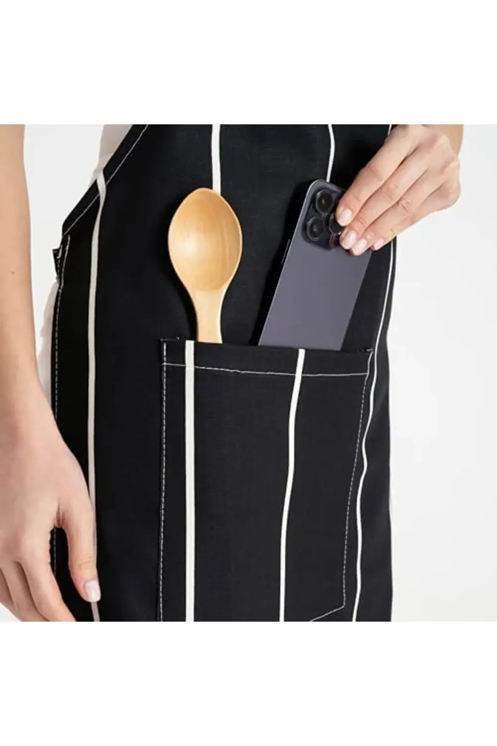 sellbuystore Büyük Cepli Mutfak Önlüğü, Yetişkinler için Siyah Ön