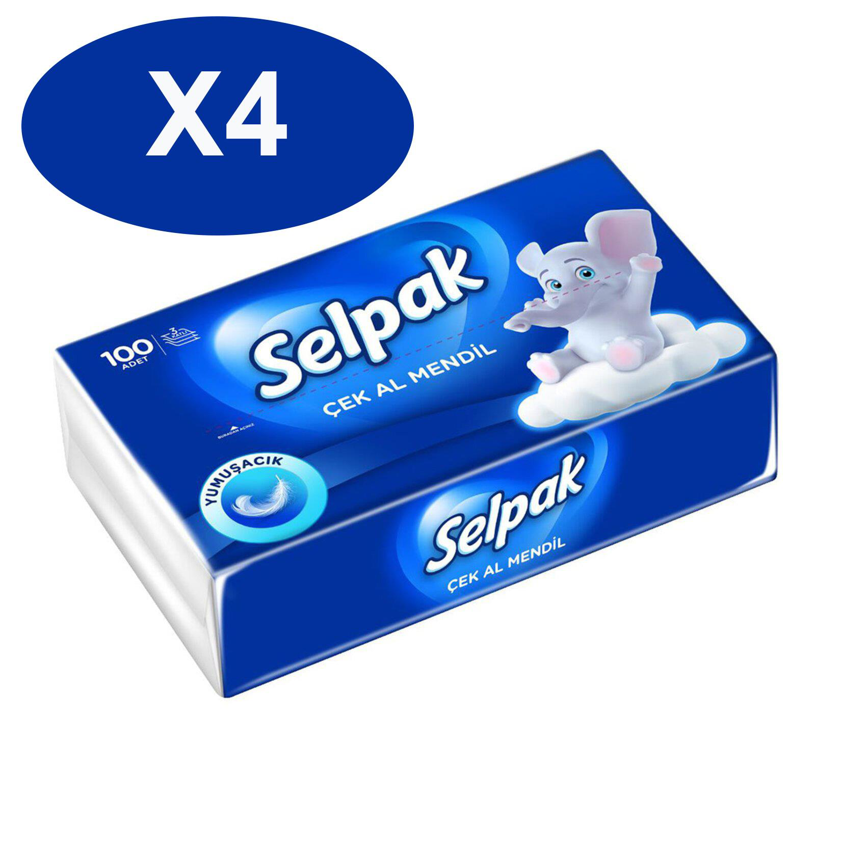 Selpak  Çek Al Mendil 100 Adet X 4 Lü Set