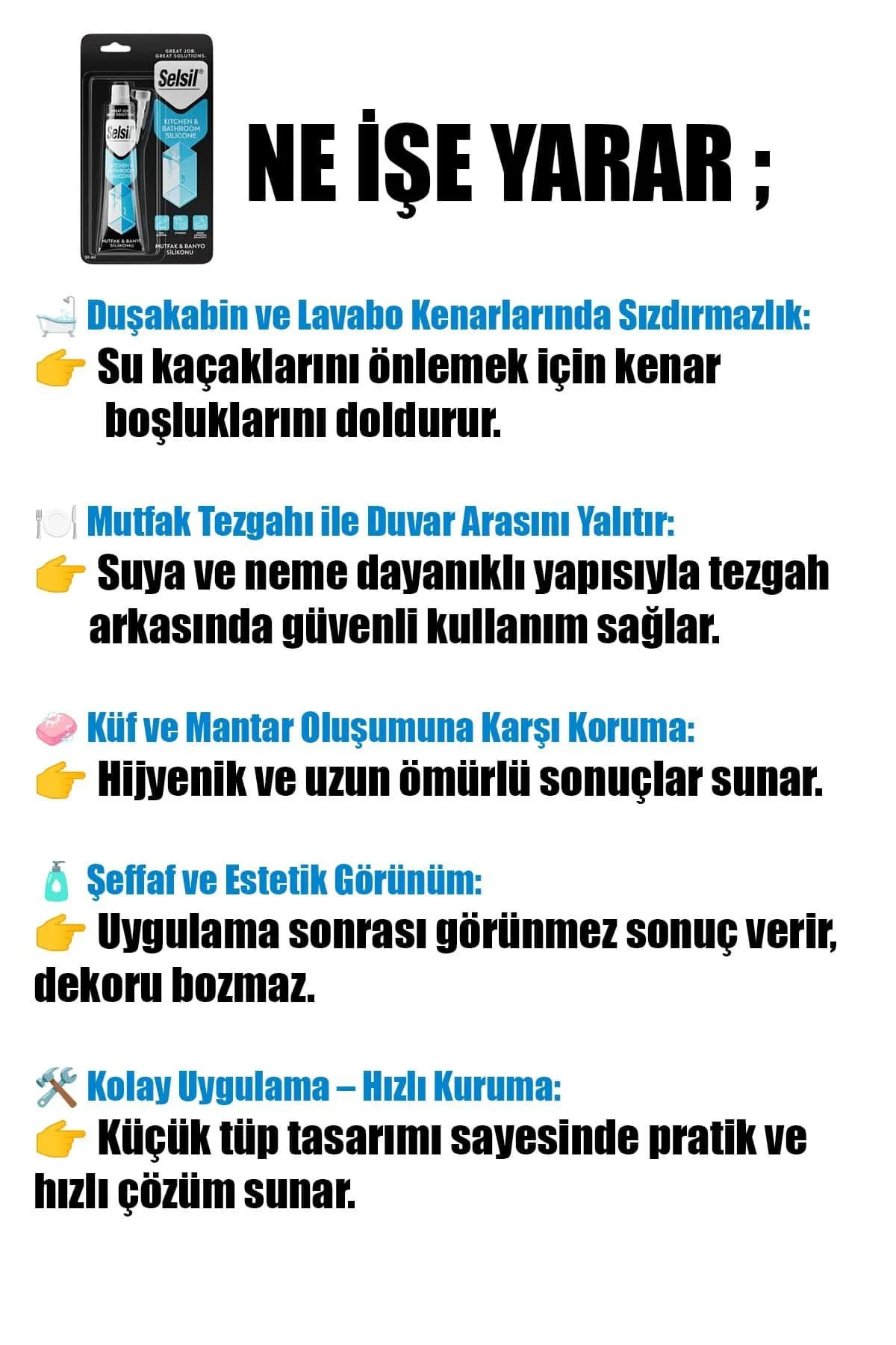 SELSİL-1888 DUŞAKABİN MUTFAK BANYO ŞEFFAF SİLİKON Fiyatı, Yorumları ve Özellikleri