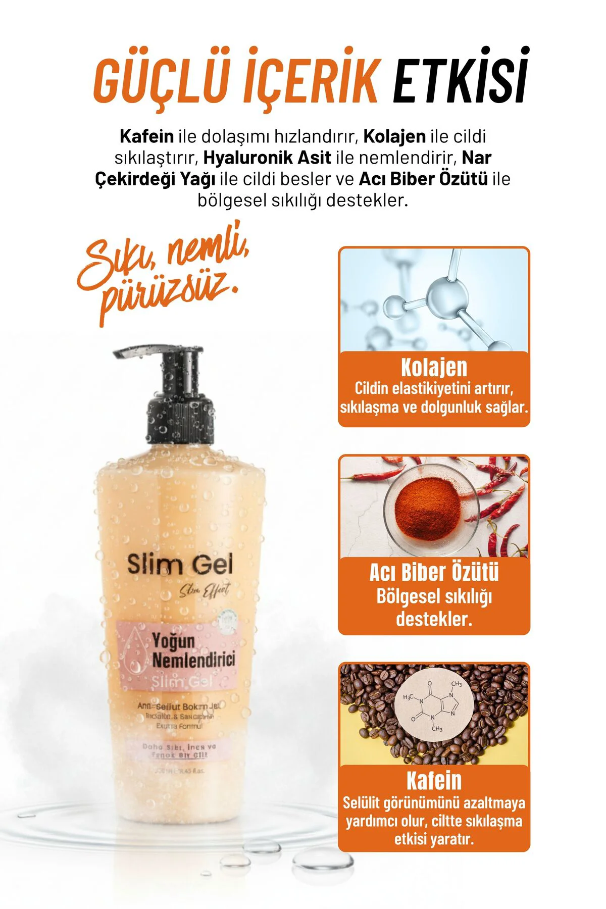 Selülit ve Çatlak Karşıtı & Yoğun Nemlendirici Slim Jel – Kolajen