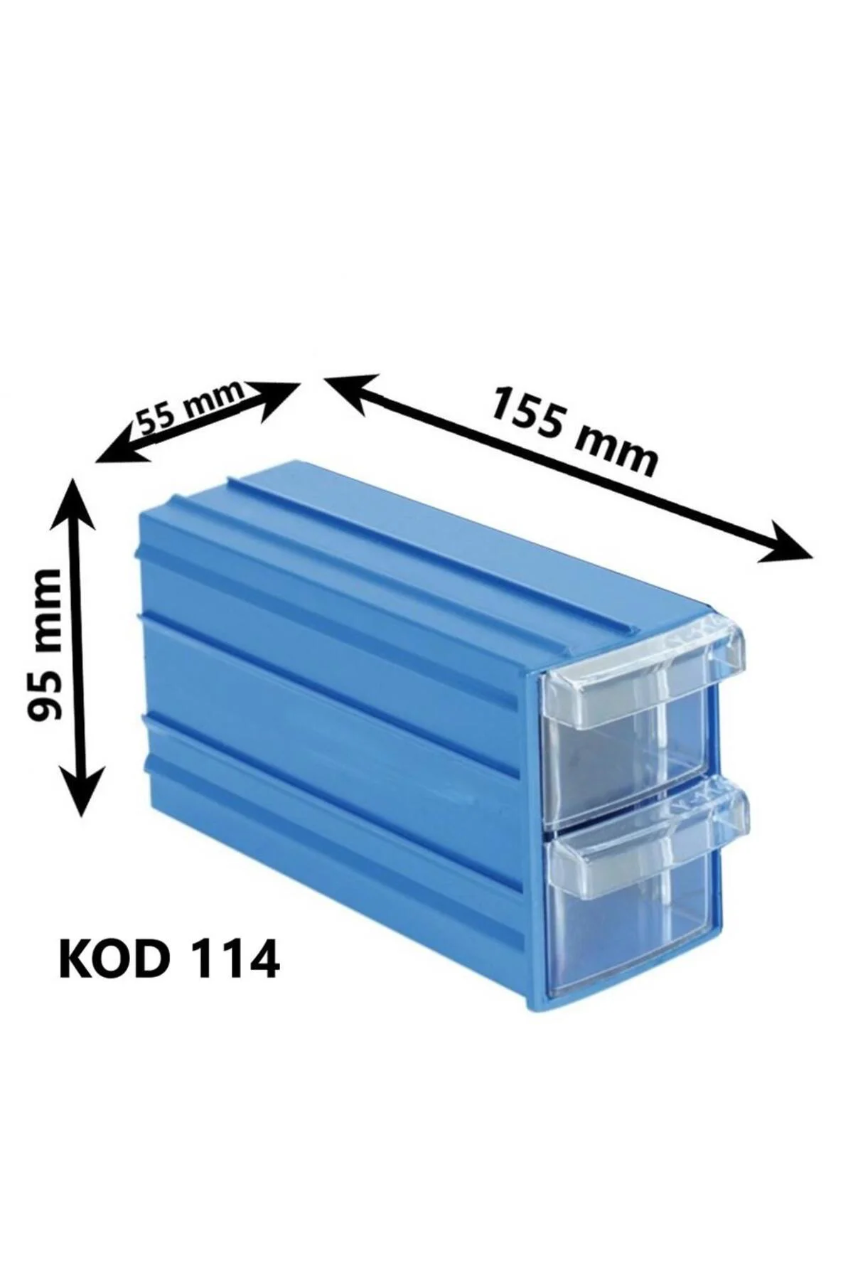 Sembol 114 Plastik Çift Çekmeceli Kutu 155X95x55mm 12 Adet