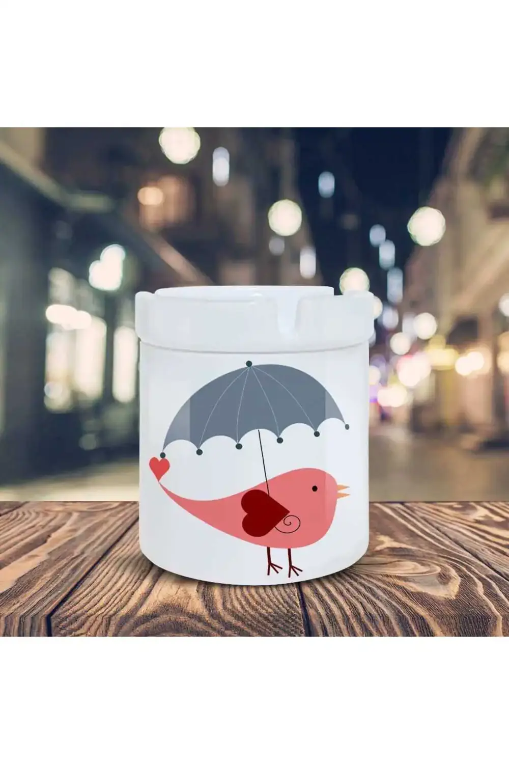 Şemsiyeli Minik Kuş Baskılı Küllük Kül Tablası-02210