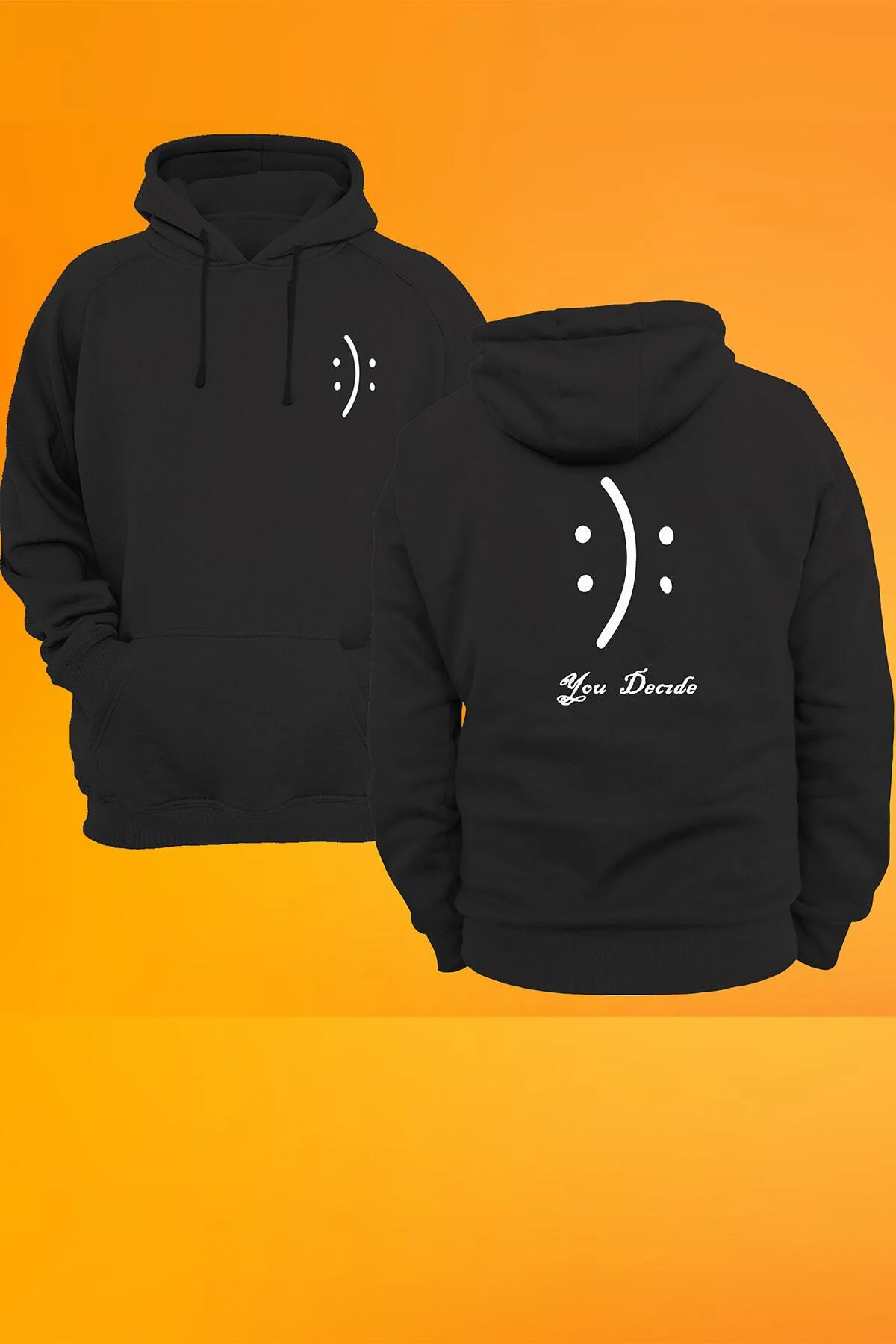 Sen Karar Ver Baskılı Fermuarsız Kapüşonlu Sweatshirt